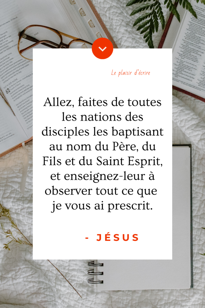 L'ordre contient un élément important à considérer: Partager sa foi est un acte intentionnel. Le Saint-Esprit et Jésus lui-même nous accompagneront, mais, nous devons "aller".